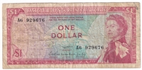 East Caribbean States 1965 1 Dollar Note, Pick #13a, Signature 1, F 