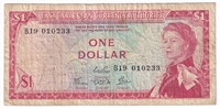 East Caribbean States 1965 1 Dollar Note, Pick #13c, Signature 4, F 