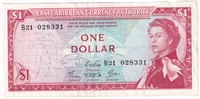 East Caribbean States 1965 1 Dollar Note, Pick #13c, Signature 4, EF 