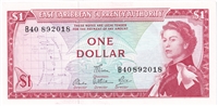 East Caribbean States 1965 1 Dollar Note, Pick #13d, Signature 6, AU-UNC 
