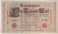 Germany 1910 1,000 Mark Note, Pick #44b, VF (L) 