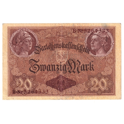 Germany 1914 20 Mark Note, EF (L) 