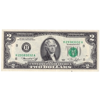 USA 1976 $2 Note, FR #1935H, Neff-Simon, St. Louis, UNC