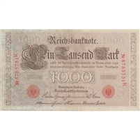 Germany 1910 1,000 Mark Note, Red VF