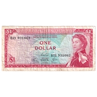 East Caribbean States 1965 1 Dollar Note, Pick #13c, Signature 4, VF 