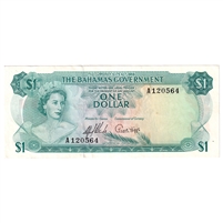 Bahamas 1965 1 Dollar Note, Pick #18a 2 Signatures, EF-AU