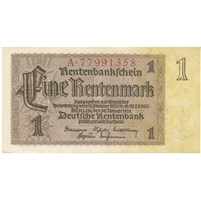 Germany 1937 1 Rentenmark Note, Pick #173b, F-VF