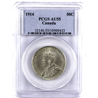 1914 Canada 50-cents PCGS Certified AU-55 *RARE in Higher Grades!*