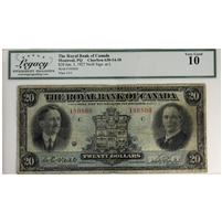630-14-10 1927 Royal Bank $20 Neill Signature at Left, Legacy Certified VG-10