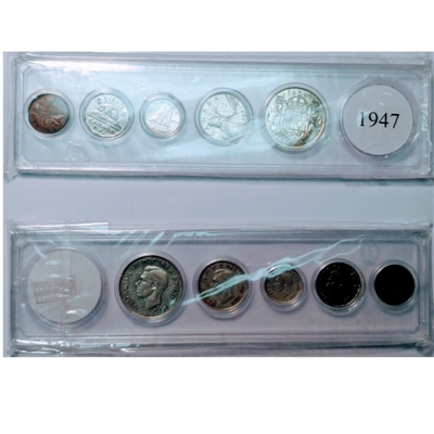 1947 Canada 5-coin Year Set in Snap Lock Case