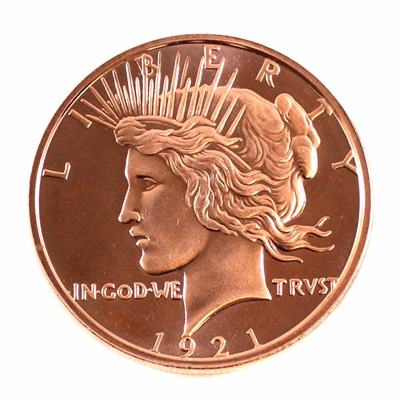 1921 Peace Dollar Portrait  1oz. .999 Fine Copper