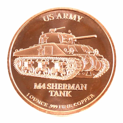 M4 Sherman Tank US Army 1oz. .999 Fine Copper