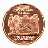 Santa at Fireplace Merry Christmas 1oz. .999 Fine Copper