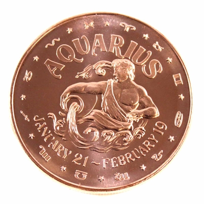 Zodiac Aquarius 1oz. .999 Fine Copper
