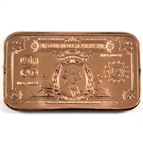 $2 George Washington Bar 1oz. .999 Fine Copper