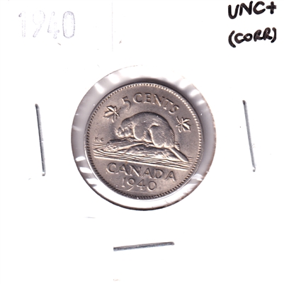 1940 Canada 5-cents UNC+ (MS-62) Corrosion