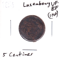 Luxembourg 1854 5 Centimes VF-EF (VF-30) Impaired