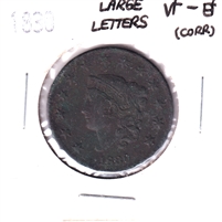 1830 Large Letters USA Cent VF-EF (VF-30) Corrosion