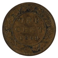 1859 Wide 9/8 Canada 1-cent VF-EF (VF-30) Impaired