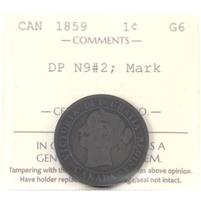 1859 DP N9 #2 Canada 1-cent ICCS Certified G-6 (Mark)