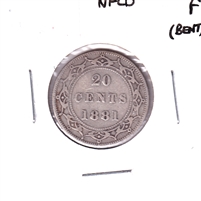 1881 Newfoundland 20-cents Fine (F-12) Bent