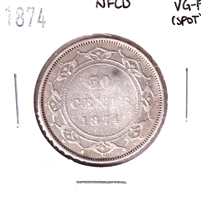 1874 Newfoundland 50-cents VG-F (VG-10) Spot