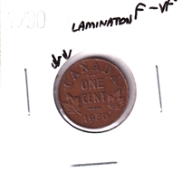 ERROR Lamination 1930 Canada 1-cent F-VF (F-15)