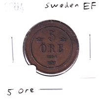 Sweden 1884 5 Ore Extra Fine (EF-40)