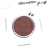 ERROR 1924 Canada 1-cent F-VF (F-15) Lamination