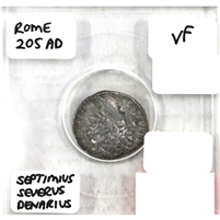 Ancient Rome 205AD Septimius Severus Denarius Very Fine (VF-20)