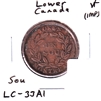 LC-33A1 No Date Lower Canada Un Sou Agriculture Bank Token, Very Fine (VF-20) Impaired
