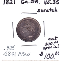 Great Britain 1821 Sixpence VF-EF (VF-30) scratch