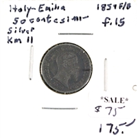 Italy 1860 FB Emilia 50 Centesimi F-VF (F-15)
