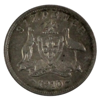 Australia 1910 Edward VII Sixpence Extra Fine (EF-40)