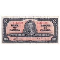BC-22b 1937 Canada $2 Gordon-Towers, VF (Tears, stains, or impaired)