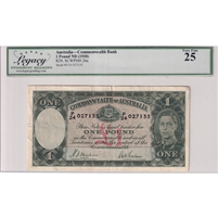 Australia Note, No Date (1938) 1 Pound, Pick #26a, Legacy Certified VF-25