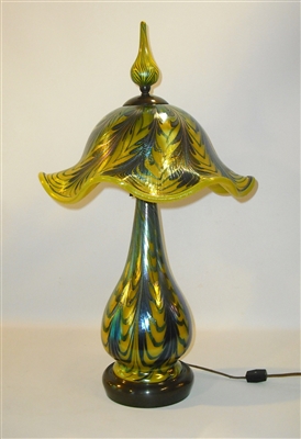 Beautiful Mandarin Yellow Table Lamp with Wisteria Pattern
Fabulous Even More Beautiful than the Picture
Beautiful Bronze base
The Lottons do all of their own bronze work

A Masterpiece. Museum Quality.
The Best of the Best.
Size 25 by 13