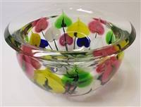 Daniel Lotton Large Bowl Clear Multi Colored Anthurium