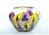 Daniel Lotton Large Crystal Bowl Lavender and Yellow Iris