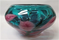 Daniel Lotton Teal Bowl Pink Floral Decor