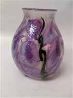 Daniel Lotton Crystal Vase with Lavender Flower Iridescent