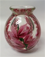Daniel Lotton Double Blown Crystal Vase Pink Flower