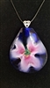 Kim Lotton Art Glass Pendant
Glass was hand blown by Robert  Lagestee
Pendant cut and polished with silver catch added by
Kim Lotton. signed KL
Each Pendant is One of a Kind.
Each is shipped with a leather neck band.
Size of glass 3  by 2.5