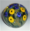Daniel Lotton Paperweight
Yellow and Blue Asters
Green  Vine  Interior
Sixe5  by  5
Signed Daniel Lotton Dated 2016