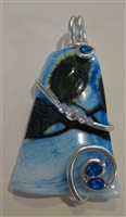 Kim Lotton Art Glass Pendant
Glass was hand blown by David Lotton
Pendant cut and polished with silver catch added by
Kim Lotton.
Each Pendant is One of a Kind.
Each is shipped with a leather neck band.
Size of glass 3.25 by 2