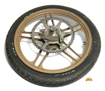 USED 17" motobecane gold 5 star rear mag wheel