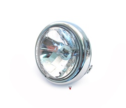 chrome head light with halogen bulb for many mopeds