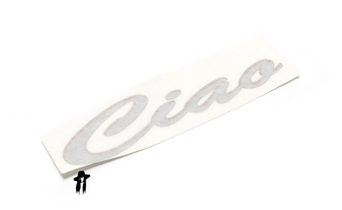 vespa ciao decal - silver with gold outline