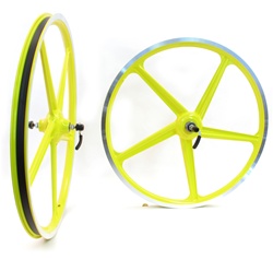 grimeca 26" yellow bicycle mag wheel set