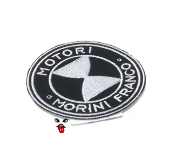 MOPED THREADS morini logo patch - mostly black with some white